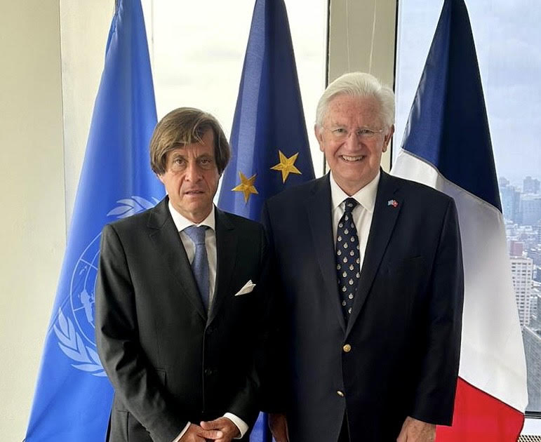H.E. Ambassador Beresford-Hill welcomes H. E. Ambassador Nicolas de Rivière, Ambassador of France to the United Nations