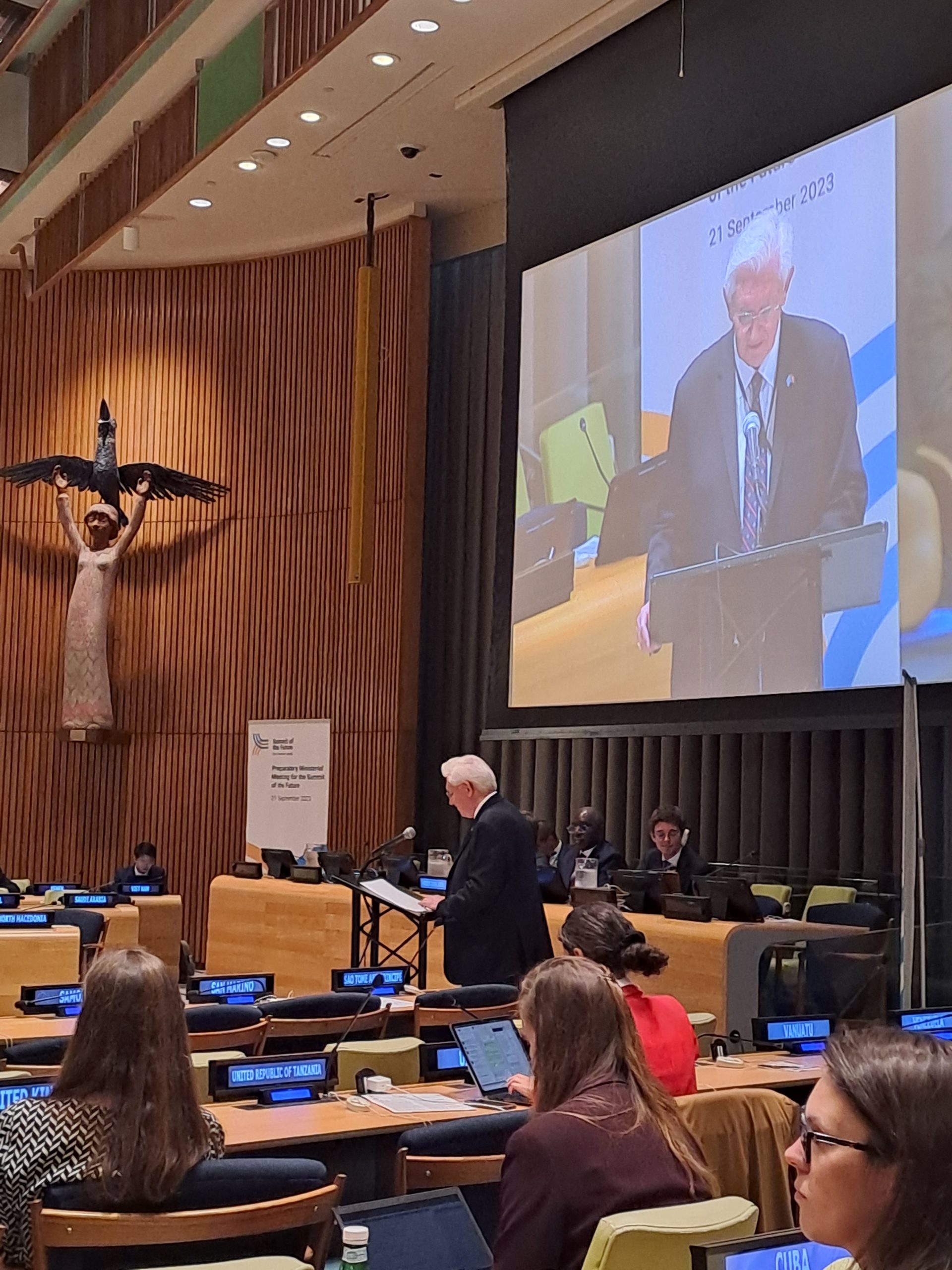 Ambassador Dr. Paul Beresford-Hill addresses the Trusteeship Council during the Summit of the Future 2023.