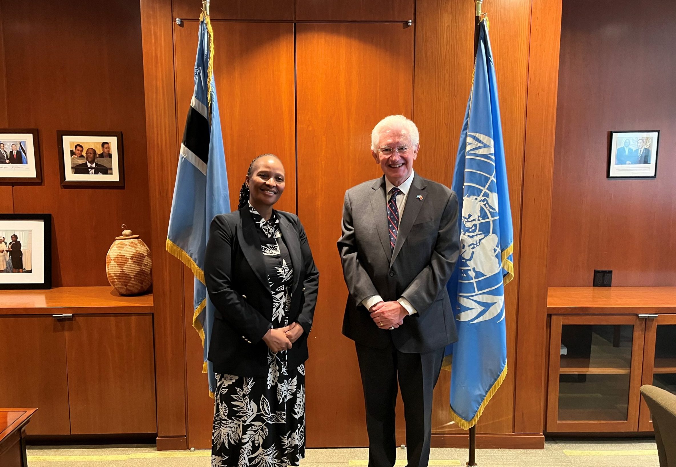 H.E. Ambassador Paul Beresford-Hill met with H.E. Ambassador Gladys Mokhawa, the Permanent Representative of the Republic of Botswana to the United Nations