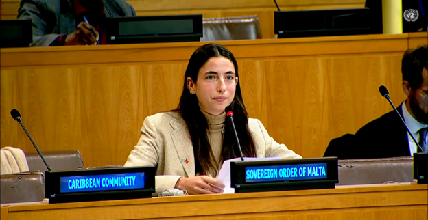 Margherita Calice, Diplomatic Trainee, Addresses the Third Committee on the Right to Food, led by Mr. Michael Fakhri