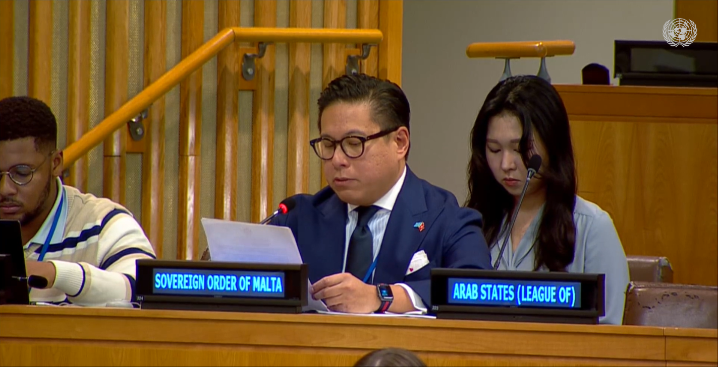 Counsellor Dr. Michael Espiritu addresses the Third Committee on the Human Rights of Migrants, led by Mr. Gehad Madi