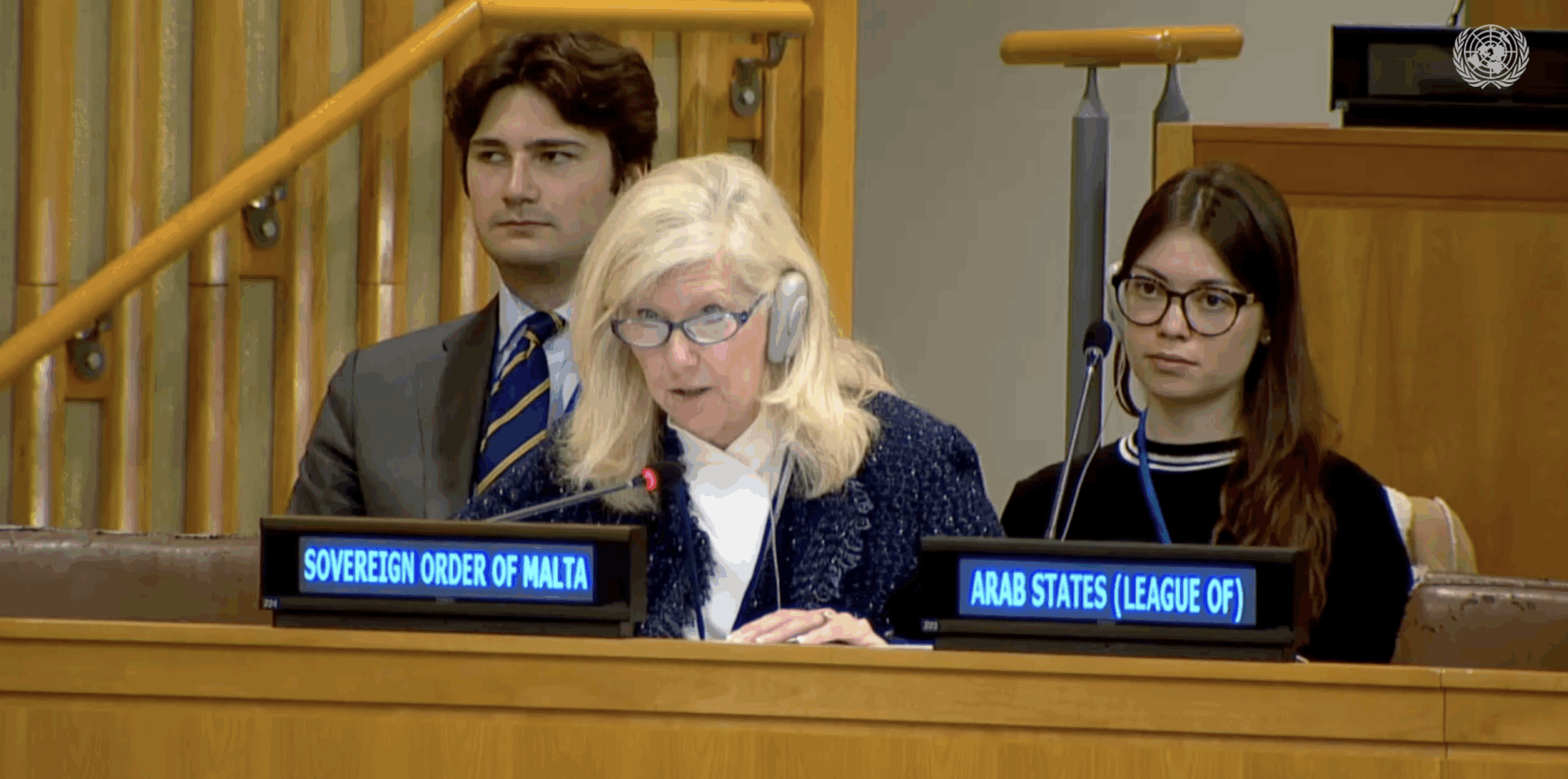 Mrs. Deborah O’Hara Ruskowski, addresses the Third Committee on Trafficking in Persons, Especially Women and Children, led by Ms. Siobhán Mullally