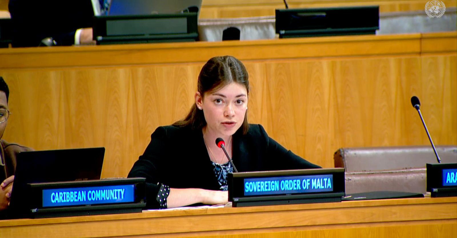 Solène Vielfaure, Diplomatic Trainee, addressed the Third Committee on the Freedom of Religion or Belief led by Dr. Nazila Ghanea
