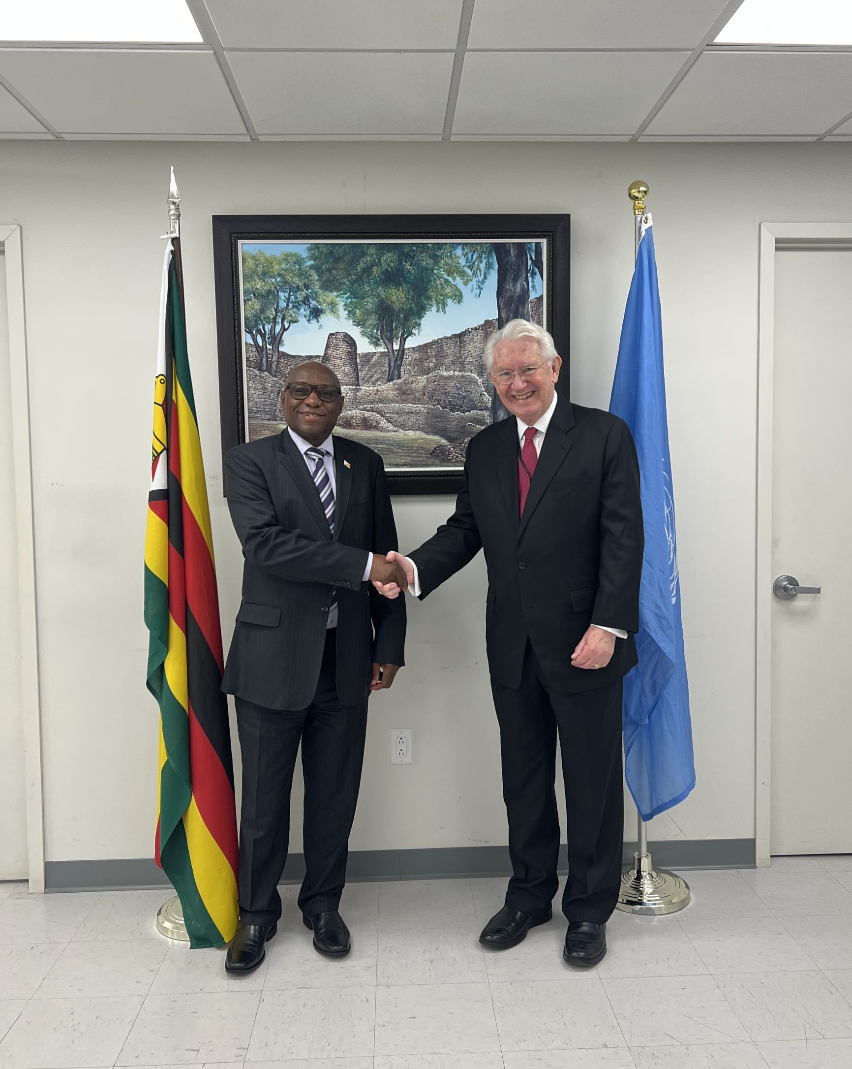 Ambassador Beresford-Hill Meets with the Permanent Representative of Zimbabwe, H.E. Taonga Mushayavanhu, at the United Nations, New York