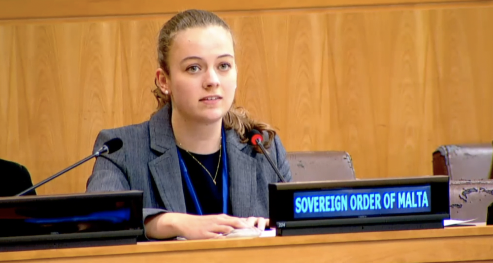 Lizzie Winfrey Addresses the Third Committee on the Elimination of Discrimination and Violence Against Women and Girls, led by the Ms. Reem Alsalem
