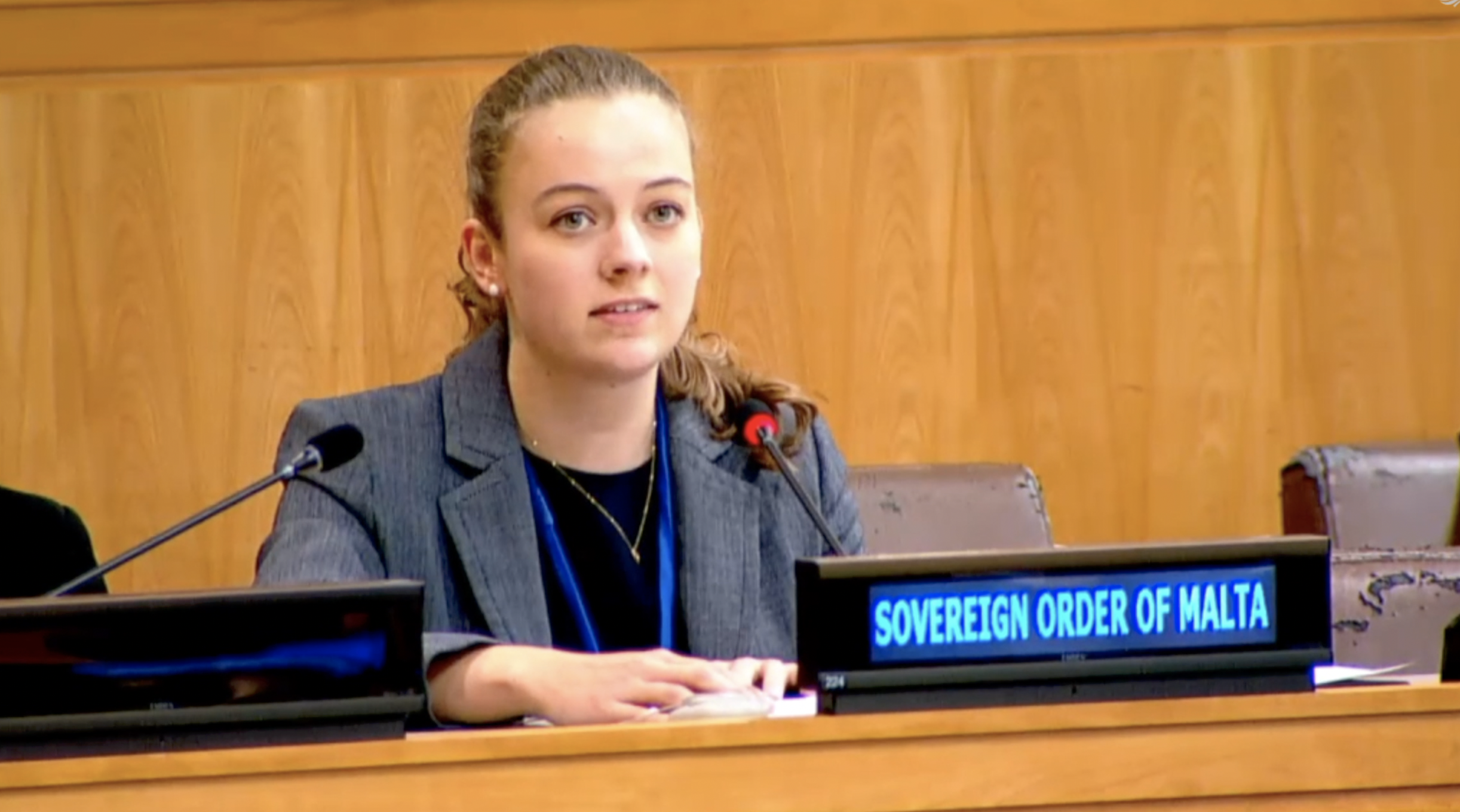 Lizzie Winfrey Addresses the Third Committee on the Elimination of Discrimination and Violence Against Women and Girls, led by the Ms. Reem Alsalem